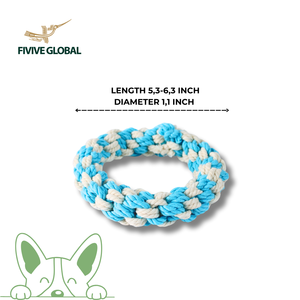 Juguete de cuerda de algodón con doble anillo para perros, diseñado para juegos interactivos de arrastre, soporte para masticar, limpieza dental y ejercicio diario. - Product Image 4