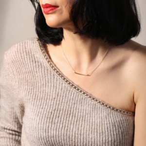 Collier à breloque longue barre unie en argent, vente en gros, bijoux turcs faits à la main en argent sterling 925 - Product Image 3