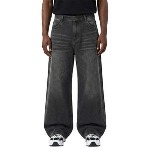 Pantalones Vaqueros Anchos de Mezclilla para Hombre, Estilo Urbano, Personalizados, Unisex, Vintage, Lavado Negro, Holgados, de Pierna Ancha, Talla Grande - Product Image 1