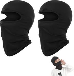 2 pièces de cagoules noires thermiques pour enfants, masques de <span class=keywords><strong>ski</strong></span> 100 % acrylique réglables, masques faciaux d'hiver coupe-vent, cache-cou pour bébés garçons et filles - Product Image 1