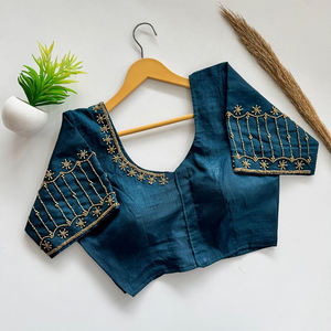 Fournisseur en gros d'exportation de vêtements indiens, dernière mode, chemisier en soie Kimchi de créateur avec broderie à la main pour les festivals et les soirées - Product Image 1