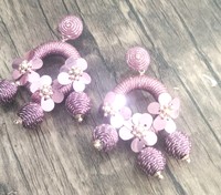 Boucles d'oreilles tendance en perles et raphia, alliage de haute qualité, bijoux bohèmes pour femmes
