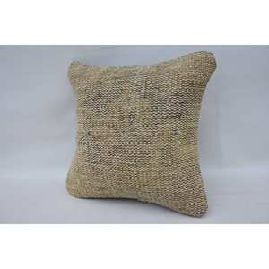 18x18 Inch Beige Wool Woven Kantha Patchwork <b>Pillow</b> Vintage Floral Embroidered Fabric Design Traditional Style for Home Sofa Use - Product Image 3