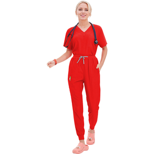 Logo personnalisé classique col en V femmes gommages anti-rides beauté ensemble uniforme médical soins infirmiers gommages costume pour le personnel hospitalier - Product Image 2