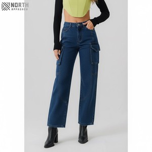 2025 High Quality Custom Made Straight Casual Denim <b>Jeans</b> Breathable Mid Waist Button Winter Street Wear Wholesale Price - Product Image 1