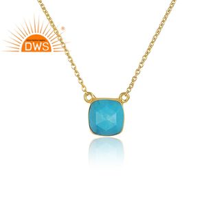 สร้อยคอจี้อัญมณีเทอร์ควอยซ์ธรรมชาติชุบทอง18K คุณภาพดีที่สุดจากผู้ผลิตเครื่องประดับอัญมณี - Product Image 2