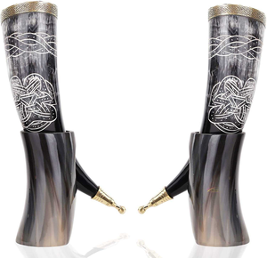 Support pour corne à boire viking de haute qualité, poli, style animal sculpté, artisanat naturel, étanche, cadeau d'affaires pour mariage et maison - Product Image 2