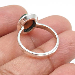 925 Sterling Silver Natural Black Opal Precious Healing Gemstone Wedding & Promise Rings Antique Silver Jewelry Eternity Rings - Product Image 4