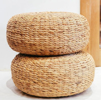 Pouf rond en jacinthe d'eau tressé à la main au Vietnam, rembourré de mousse, écologique, pour la décoration de jardin et de maison