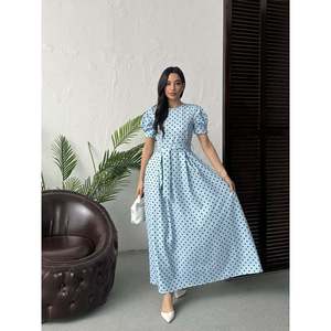 3157 ชุดเดรสแม็กซี่ลายจุดทอธรรมชาติแบบเรียบง่าย-ECRU - Product Image 2