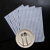 Napperons de table modernes et élégants en coton rayé bleu, tissés, personnalisables, fins, pour la maison, lavables en machine
