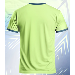 Maillot de football personnalisé de haute qualité hauts coupe automatisée maillot de football col rond, motif géométrique en vert et bleu marine - Product Image 2