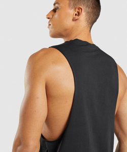 Camiseta sin mangas para hombre, estilo urbano, con aberturas laterales, corte bajo, absorción de humedad, secado rápido, 220g, de bambú - Product Image 5