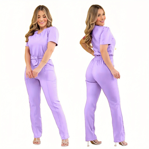 Tenues de gommage à manches courtes d'été Tenue d'allaitement confortable Ensemble d'uniformes de gommage d'infirmière pratiques et élégants Uniformes d'allaitement Medicos Scrubs - Product Image 3