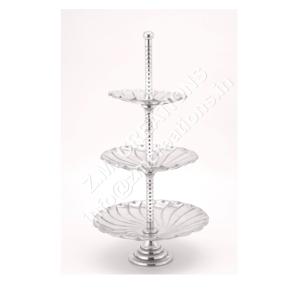 การออกแบบสไตล์นอร์ดิกเค้ก Etagere อเนกประสงค์ยืนแสดงสูง5ชั้นรอบรูปร่างแผ่นถาดวัสดุโลหะสีเงิน - Product Image 1