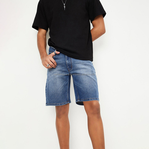 Nardon กางเกงยีนส์ขาสั้นแบบวินเทจลายนูนโลโก้ตามสั่ง3D สีเฮฟวี่เวทผ้ายีนส์คุณภาพสูงสีโพลีเอสเตอร์100% - Product Image 3