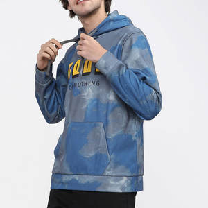 "Hoodies for <b>Men</b> Tie dye blue <b>hoodie</b> with <b>yellow</b> bold print, OEM ODM best supplier" - Product Image 3