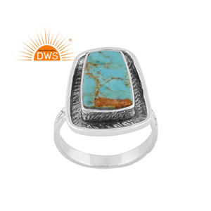 Meilleures ventes Bague de déclaration en argent sterling oxydé naturel Kingman Turquoise Gemstone Fabricant de bijoux personnalisés - Product Image 1