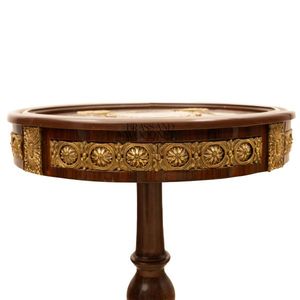 Mesa de Entrada Redonda Clásica de Lujo con Incrustaciones de Latón y Madera - Product Image 5