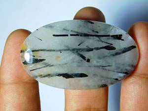 Haute qualité naturel noir Tourmaline Quartz lâche ovale pierre précieuse 3mm hauteur excellente Texture incroyable Look 100 pièces en gros - Product Image 4