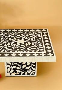 Premium fait à la main écologique incrustation d'os forme carrée taille personnalisée motif floral artistique gâteau support meubles pour salon - Product Image 3