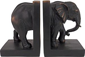 <b>Elephant</b> <b>Bookends</b> Statue 7 Inch Set of Two Faux Brass - Product Image 3