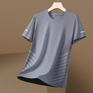 Blazeno Customized Logo Design Ice Silk Summer Thin Sports Short Sleeve T-<b>Shirt</b> <b>Men's</b> Regular Fit Large Size Eco-Friendly - Product Image 2