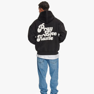 Venta al por mayor de peso pesado de algodón Puff impresión pulóver calidad de gran tamaño de los hombres con capucha de lujo de impresión personalizada sudaderas temporada de invierno - Product Image 2