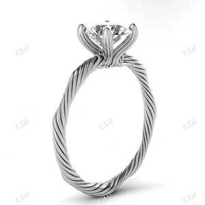 Bague de fiançailles tressée ronde en or massif Unique, bracelet torsadé, bijoux Moissanite, bague de mariage délicate personnalisée, offre spéciale - Product Image 2