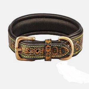 Collar de perro de cuero tallado de diseño occidental, disponible en todos los tamaños y colores personalizados a precio de venta al por mayor, con acabado de latón antiguo - Product Image 4