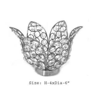 Set Of 5 Fancy Unique Designer Attractive Look <b>Crystal</b> Beaded <b>Candle</b> Holder Votive With Gold Plated Metal Base Stand From India - Product Image 6