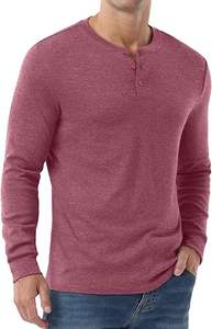 Camiseta Henley de Franela de Manga Larga para Hombre, Personalizada, de Alta Calidad, Transpirable, Ecológica, con Cuello Alto, Informal, para Invierno, ODM - Product Image 3
