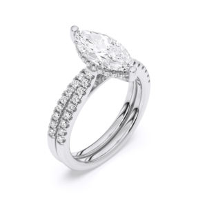 2.56กะรัตเพชรโมอีส VVS-VS/E-F กะรัต (2.00CT ศูนย์กลาง) มาคีสและแหวนหมั้นเพชรตัดกลมพร้อมสายจับคู่ทำจากทองคำขาว - Product Image 4