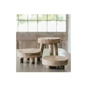 Rustic Natural Wood riser with Legs Wooden Cake Stands Vintage Display Stand set for home