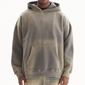 Fabricants de vêtements Sweat à capuche vieilli délavé à l'acide Sweat à capuche surdimensionné Boxy court Streetwear pour hommes - Product Image 1