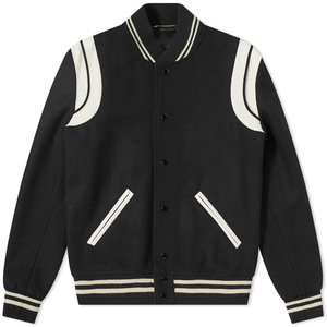 Vente en gros Varsity Jacket Plain Black Design Button Closure Letterman Jacket pour uniforme d'équipe et streetwear quotidien et décontracté - Product Image 1