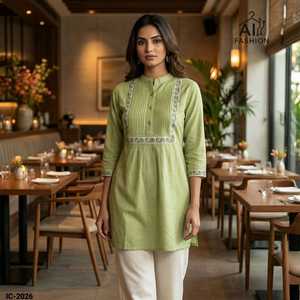 ชุดคุर्ติและเสื้อคลุมผ้าเรยอนเนื้อหนาแบบสบายๆ สไตล์อินเดีย ลายแฟนซี ไซส์ใหญ่ ราคาประหยัด ทันสมัย - Product Image 3