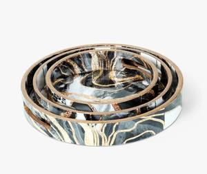 Bandeja de servir de madera de acacia con asas, hermosa bandeja redonda para desayuno y bebidas, para camping y uso al aire libre. - Product Image 6