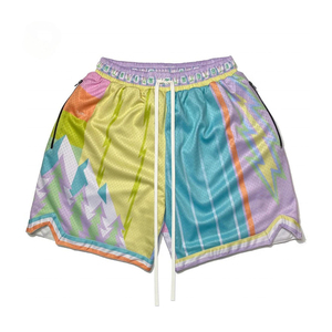 Customized Men's Double <b>Layer</b> Mesh Shorts 5-7 Inch Inseam Breathable Quick Dry Outdoor Running Solid Pattern 100% Polyester - Product Image 3