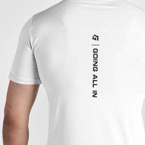 Cross Run Slim Fit 100% Polyester Knitted Exercise <b>Tee</b> in <b>White</b> Custom Label Lightweight Screen Printed with Solid Pattern - Product Image 5