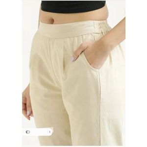 Women's Casual Elastic Waist <b>Pants</b> High Waist Breathable Cotton for <b>Summer</b> Autumn Long <b>Pants</b> Wrinkled Technique Colored Wash - Product Image 1