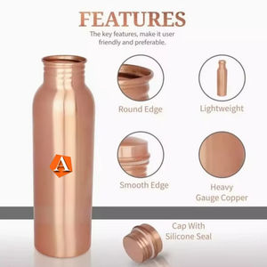 100% Pure Copper Water <b>Bottle</b> 900-1000 ml Handmade Water <b>Bottle</b> for <b>Drinking</b> Water Ayurveda Health Benefit Joint Free Leak Proof - Product Image 4