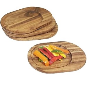 Nouvelle arrivée Assiette/plateau en bois au design personnalisé Plateau fait main en bois d'acacia massif avec finition naturelle pour servir des aliments - Product Image 2