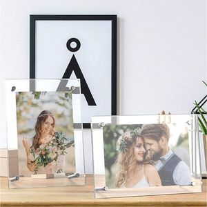 Cadre photo en verre de luxe, souvenir de mariage parfait et cadeau d'anniversaire, cadre photo contemporain en miroir transparent avec dos en velours - Product Image 4