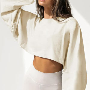 เสื้อครอปแขนยาวทรงเข้ารูปสำหรับผู้หญิงรุ่นใหม่ล่าสุด ขนาดสั่งทำได้ ระบายอากาศ แห้งเร็ว เหมาะสำหรับออกกำลังกาย สไตล์ลำลอง ผลิตจากผ้าแคนวาส - Product Image 4