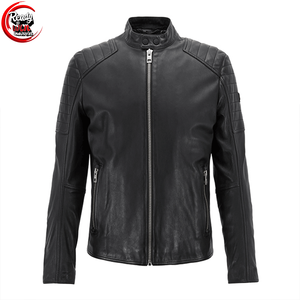 Veste en cuir de vachette style de rue au meilleur prix pour hommes, disponible en différentes couleurs et tailles avec col montant et tissu en toile - Product Image 1