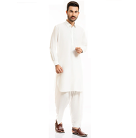 Salwar Kameez Pria Berkualitas Tinggi Bahan Bernapas, Kurta Pajama Pakistan Desain Modern, Spandex/Elastane, Elastis, Anti Kusut