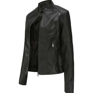 Veste en cuir véritable sur mesure en gros pour femmes Couture de qualité supérieure Manches longues Coupe régulière Impression de logo personnalisée Tricotée Respirante - Product Image 3