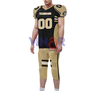 Logo personnalisé Uniforme de football américain avec demi-manches col en V couleur jaune gris respirant imprimé Design entretenu OEM - Product Image 2