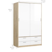 Armoire moderne simple en bois avec miroir et portes coulissantes, construction en MDF, blanc alpin, meubles de chambre à coucher, appartement, hôtel